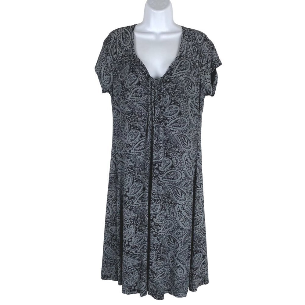 Fresh Produce Dress Large Paisley Rayon Blend Stretch Flawed‎ DR-1304